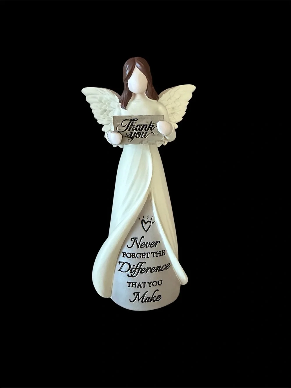Angel Figurine 'Thank You' in Cream and Brown - Inspirational Home Decor